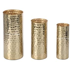 Cylindrical Shape Brass Floral <b>Vase</b> Hammered Design Metal Flower <b>Vase</b> for Event Party Decor Golden Flower <b>Vase</b> - Product Image 3