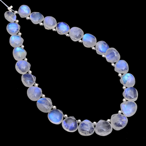 Piedra lunar blanca AAA+ de 7mm-9mm, forma de corazón, lisa, tipo briolette, piedra lunar natural con fuego azul y arcoíris, cuentas de piedras semipreciosas para joyería. - Product Image 3