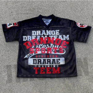 Personnalisé Oversize Boxy recadrée Sérigraphie Football T-shirts Mesh Top Football Maillot Streetwear Rétro Football Maillots - Product Image 1