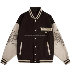 Chaquetas Varsity de Lona Resistentes al Viento y Ecológicas al por Mayor, Diseño Web Personalizado, Bordado, Mangas de Cuero Vacuno, Letra de Béisbol para - Product Image 4