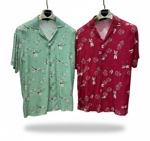 เสื้อเชิ้ตแขนสั้นลายดอกไม้ทันสมัยสำหรับผู้ชาย ทรงหลวม ผ้าซาติน สวมใส่สบายในฤดูร้อน แห้งเร็ว ระบายอากาศได้ดี เหมาะสำหรับวันพักผ่อน - Product Image 1