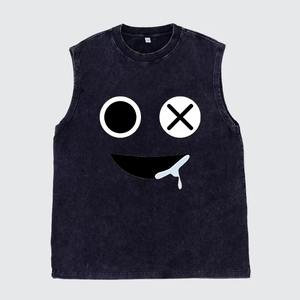 Verano Hip Hop chalecos Streetwear chaleco hombres lavado rasgado collar sin mangas logotipo personalizado estampado gráfico camisetas Tops - Product Image 4