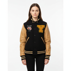 Chaqueta bomber de cuero de lana para hombre, bordado personalizado, uniforme universitario, chaqueta elegante y cálida, directo de fábrica OEM ODM - Product Image 3