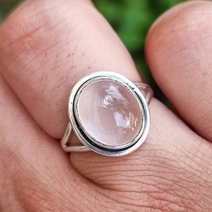 Rose <b>Quartz</b> Silver <b>Ring</b> Pink Gemstone Crystal Jewelry Gift for Her to Show Your Pink Love - Product Image 1