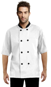 Unisex Asymmetrical Chef Coat with Side Mesh Short Sleeve Kitchen <b>Uniform</b> for Restaurant Bar <b>Hotel</b> Food Industry - Product Image 4