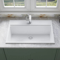 Évier simple en quartz composite blanc de 31 pouces pour projets de cuisine OEM ODM