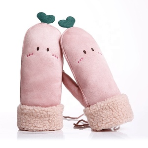 Gants d'hiver avec cordon de serrage, doublure en polaire, étiquette décorative, design épaissi en forme de mitaines, polyester/coton anti-boulochage pour une utilisation en extérieur - Product Image 4