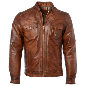 RECORD,<b>S</b> High Quality <b>Men</b> Best Design Leather <b>Jackets</b> / OEM Service Outdoor Winter Clothing <b>Men's</b> vintage leather <b>biker</b> <b>jacket</b> - Product Image 4
