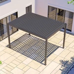 Pérgolas Bioclimáticas de Aluminio a Medida con Persianas Manuales, Gazebo con Recubrimiento en Polvo para Exteriores, para Casa, Apartamento, Villa de Lujo, Estilo Natural - Product Image 1