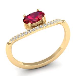 Anillo de Compromiso de Oro Sólido de 14K con Moissanita Certificada REYES GRA para Mujer, Corte Ovalado de Lujo, Gema de Rubí de 0.5 Quilates, Joyería Fina - Product Image 2
