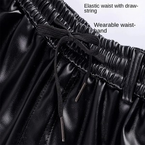 Pantalon d'hiver tendance pour homme en simili cuir noir, coupe-vent, chaud, imperméable, brossé, épais, pour la moto et l'équitation. - Product Image 4