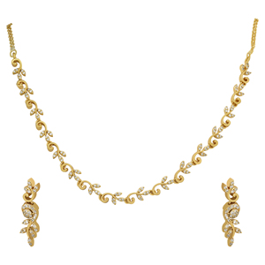 Delicate Gold Plated American Diamond Choker Necklaces Set <b>for</b> <b>Wedding</b> or Gift - Product Image 3