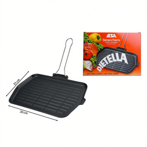 Ilsa Dietella Padella Grill in Ghisa 21x30 cm Compatibile con Induzione - Product Image 2