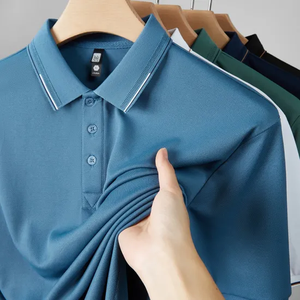 เสื้อโปโลผ้าถักระบายอากาศสไตล์เรียบง่ายเสื้อถักแบบลำลองพิมพ์ลายโลโก้ได้ตามต้องการ - Product Image 2