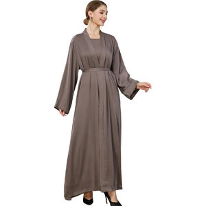 Elegante Abaya para Mujer, Transpirable, de Polietersulfona Sedosa, Manga Larga, Ligera, Talla Grande, Larga hasta el Suelo, Personalizable - Product Image 4