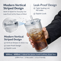 Tasses en Verre Réutilisables avec Paille, Grande Capacité pour Café, Thé, Jus, Lait et Eau, Mugs Portables pour Enfants et Adultes en Voyage