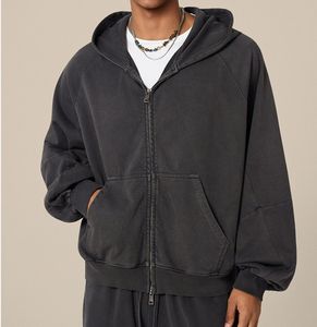 Custom 480 GSM Heavyweight Cotton Hoodie Unisex Luxury French Terry Zip up Hoodie Set Contraste Color Men's Pullover - Product Image 4