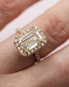 8x10mm <b>Emerald</b> Cut Moissanite Engagement <b>Ring</b> | Halo Pave Band Gold or <b>Silver</b> <b>Ring</b> | Bridal Wedding Anniversary Fine Jewelry OEM - Product Image 1