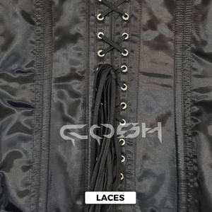 Plus <b>Size</b> Underbust Steel Boned <b>Black</b> Satin Corset With Bottom Laces Decoration - Product Image 5