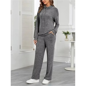 Sporty 100% Cotton Breathable Tracksuit for <b>Women</b> Two Piece Set with Long Sleeve Sweatshirt Jogger <b>Pants</b> for Fitness or <b>Lounge</b> - Product Image 6