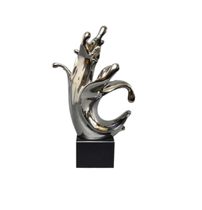Cadeau de Noël, sculpture décorative en aluminium fini argenté, base en fer, objets de décoration de table, décoration de mariage, utilisation pour les fêtes d'anniversaire - Product Image 4