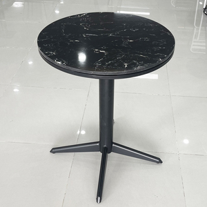 Modern Black Stone Top & Powder-Coated Iron <b>Leg</b> Round <b>Coffee</b> <b>Table</b> <b>for</b> Living Room CFD68073 - Product Image 4