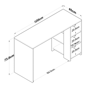 Table de bar moderne en MDF imitation bois avec étagères de rangement, longue table de jeu pour la maison et l'appartement - Product Image 6