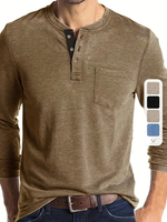 T-shirt personnalisable en coton biologique 100% - Écologique - Poche - Col rond classique pour homme - Manches longues - Couleur unie - Tricoté