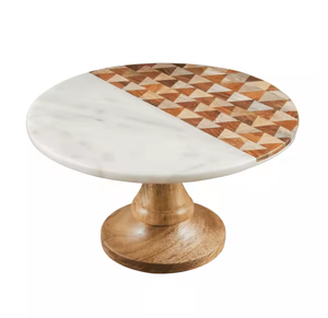 Stand de gâteau en marbre de mariage décoratif de luxe rond en bois et marbre de style indien avec produit fait main en gros - Product Image 5
