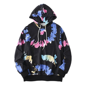 Sweat-shirt à capuche à épaules tombantes personnalisé tie-dye pour homme, pull en molleton délavé à l'acide, streetwear, sweat-shirt surdimensionné en coton lourd - Product Image 4