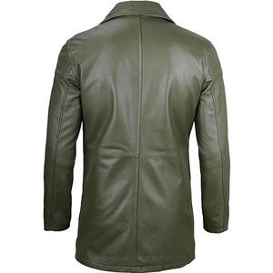 <b>Men</b> long <b>trench</b> <b>coat</b> in genuine leather, soft lining and durable windproof features. - Product Image 6