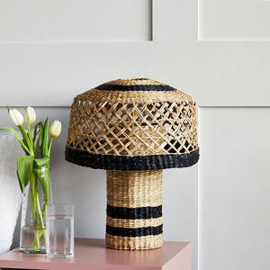Woven sea grass <b>desk</b> lamp natural straw seagrass light lamps table & floor lighting accessory - Product Image 4