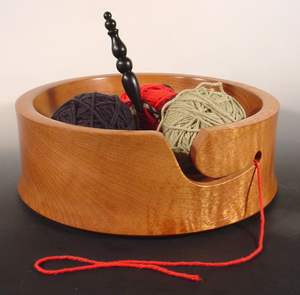 Organizador de hilo de madera de diseño moderno hecho a mano portátil ganchillo hilo de tejer tazón Venta caliente forma redonda soporte de hilo de madera - Product Image 3