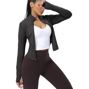 Veste de sport douce pour femmes, extensible, fermeture éclair intégrale, haut léger, vêtements de yoga, entraînement, confort, tissu en nylon et élasthanne - Product Image 2