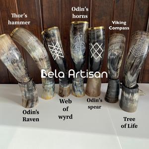 Tazas de Cuerno Estilo Vikingo Rústicas Hechas a Mano, Artesanías Naturales para Coleccionistas, Eventos, Grabado Personalizado, Artículos de Bebida Históricos al por Mayor - Product Image 5