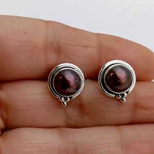 Handmade Chocolate Pearl <b>Stud</b> Earrings, Sterling <b>Silver</b>, June Birthstone - Product Image 2