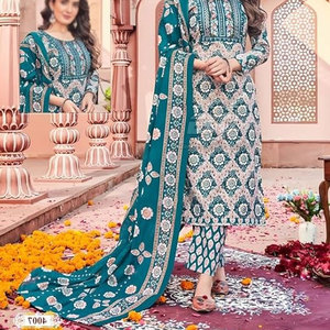Colección 2025 Vestidos Estampados de Verano Kurta Shalwar Premium para Mujer Pakistaní Tela de Algodón Suave OEM/ODM Disponible - Product Image 6