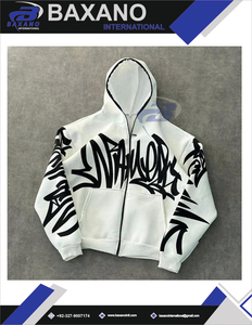 Sudadera con capucha estilo urbano de invierno con cremallera y estampado gráfico, a prueba de viento, transpirable, unisex, estilo Y2K. - Product Image 5