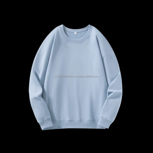 เสื้อสเวตเตอร์คอกลมผู้ชายผ้าฝ้าย100% ฤดูใบไม้ร่วงเสื้อ350gsm เทอร์รี่ทรงหลวมไซส์ใหญ่พิเศษเสื้อถักสีพื้นปรับแต่งได้สไตล์ลำลอง - Product Image 3