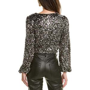 Top Corto con Paillettes Arcobaleno Nero Astr the Label, Taglia Grande per Abiti da Cocktail - Product Image 2