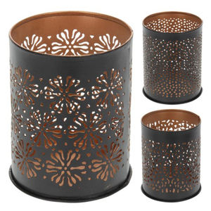 Metal Cutout Leaf Votive <b>Tea</b> <b>Light</b> <b>Holder</b> <b>Black</b> & Gold - Product Image 5