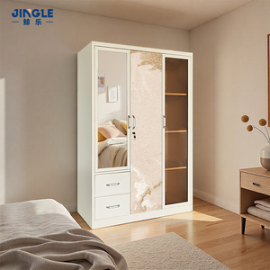 ตู้เสื้อผ้าเหล็กอุตสาหกรรมพร้อมลิ้นชัก ตู้เสื้อผ้าโลหะ 3 บานเปิดพร้อมกระจกสำหรับห้องนอน ตู้เสื้อผ้าแบบปรับแต่งได้ - Product Image 4