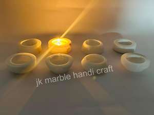 Petit vase à bougie chauffe-plat en marbre albâtre rond dessus de table design pour la maison décoration de noël couleur blanche - Product Image 2