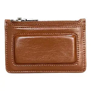 High End Design PALETTE ZIPPER Card Wallets Cognac Wood For Wholesale Export by Lotte Duty Free