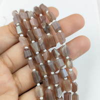 Perles de pierre de lune chocolat 10-12 mm, perles en forme de pépites facettées, brin de perles fait à la main, fabrication de bijoux en vrac, 18-20 perles sur un brin de 8 pouces