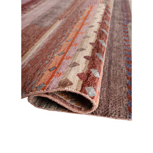 Alfombras Manchaha de Lana y Seda de Bambú Anudadas a Mano, Diseño de Parches Rojos y Naranjas para Uso Doméstico-Les-2900 - Product Image 2