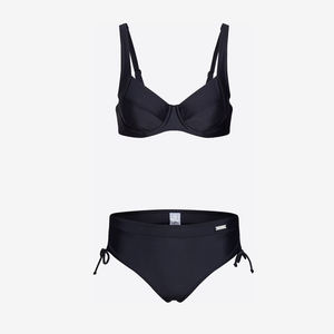 <b>Womens</b> Fashion Bikini Set Beachwear Swimsuit Summer Beach Pool <b>Resort</b> Vacation Quick Dry Stretch Fabric Black Front Logo Push-Up - Product Image 3