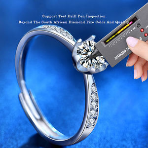 Anillo de Compromiso <span class=keywords><strong>Solitario</strong></span> de Plata de Ley 925 de Lujo XJZ043 con Diamante Moissanita de 0.5ct, Corte Brillante Redondo, para Mujer, Joyería Fina - Product Image 3