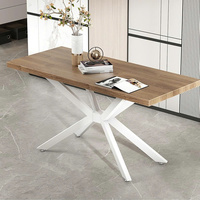Base de table moderne en acier doré en forme de X, pieds en fonte industrielle SUKAVINA SK-MTC89, durable pour les tables à manger et les tables basses