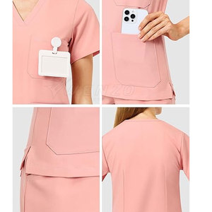 Conjunto de Uniformes Médicos para Mujer, Ajuste Cómodo, Duradero, de Lona de Algodón y Poliéster, Uniforme de Enfermera con Detección de Agujas para Hospital y Clínica - Product Image 6
